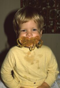 Karl with four pacifiers in his mouth at the same time. More sensory systems early research.