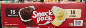 A picture of pudding "Snack Packs" at the grocery store.